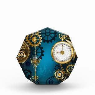 Bloc Photo Steampunk Arrière - plan turquoise avec Gears