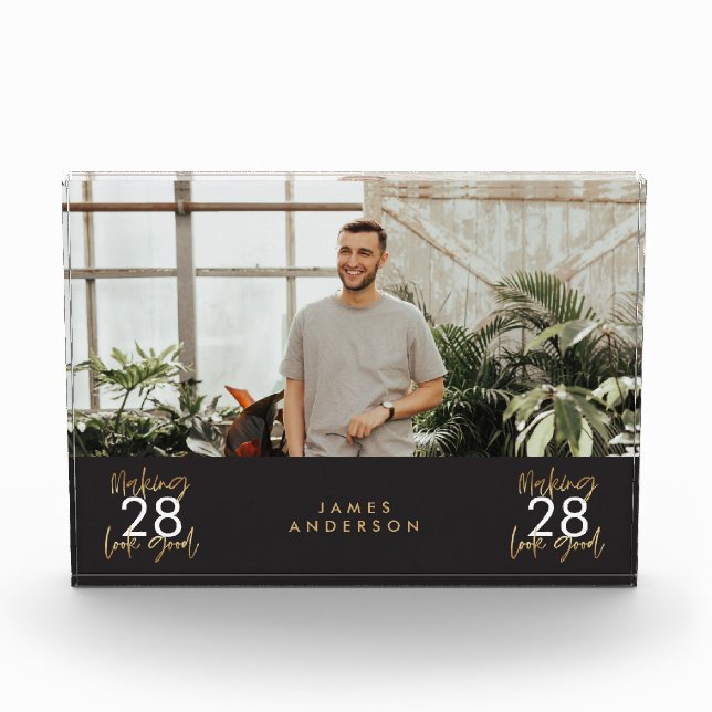 Bloc Photo Style d'anniversaire moderne simple élégant script (Devant)