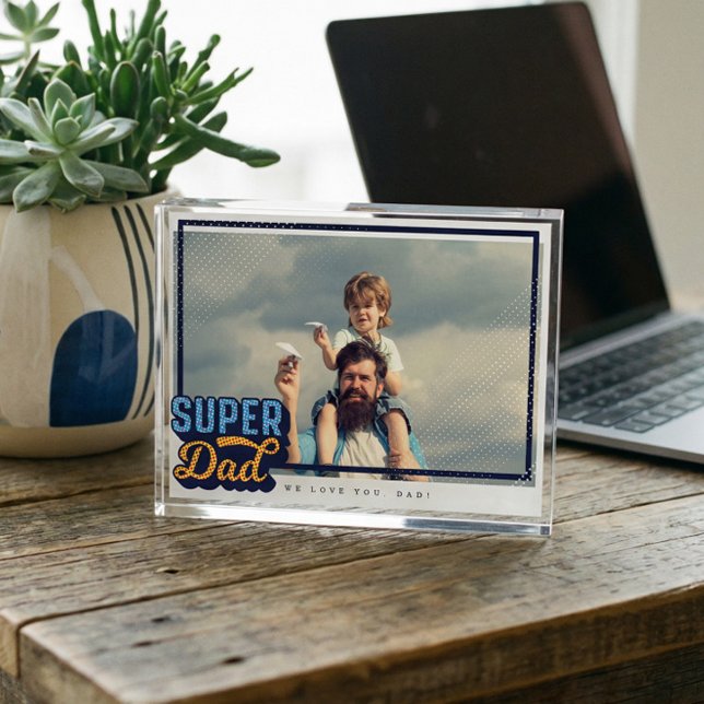 Bloc Photo Super Papa Comic Livre Cadeau Photo Pour Papa Keep (Super Dad Father's Day Personalized Photo Keepsake)