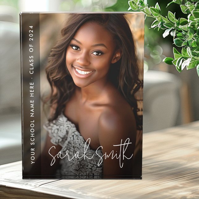 Bloc Photo Superposition de script moderne foncé pour la remi (Graduation modern script dark overlay photo block)