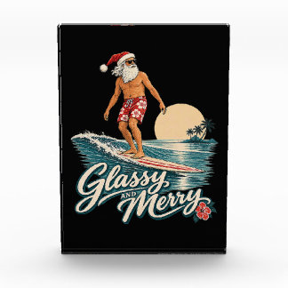 Bloc Photo Surf en verre et joyeux Père Noël de Noël