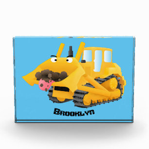 Bloc Photo Sympa joli caractère de dessin animé au bulldozer