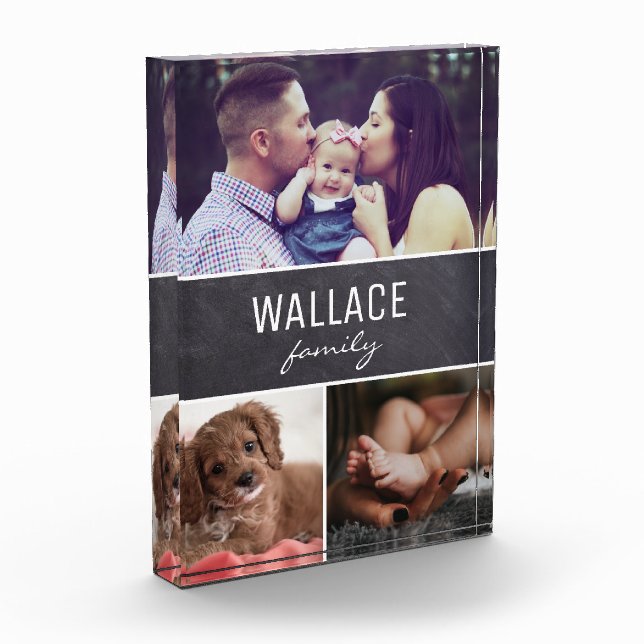 Bloc Photo Tableau noir Famille photo collage vertical (Gauche)