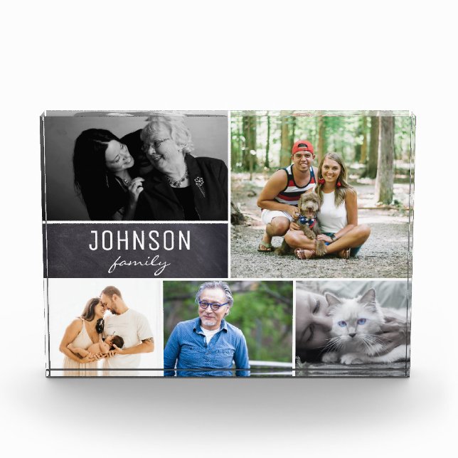 Bloc Photo Tableau noir Nom et photos de famille (Devant)