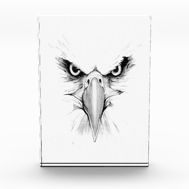 Bloc Photo Tatouage de visage de tête d'aigle (Devant)