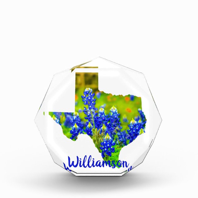 Bloc Photo Texas Bluebonnets État du Texas w Nom (Devant)