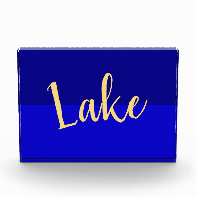 Bloc Photo Texte de script de lac moderne bleu royal profond  (Devant)