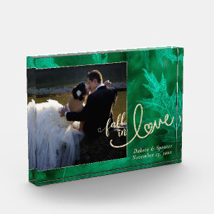 Bloc Photo Tomber amoureux de l'automne Mariage vert et or