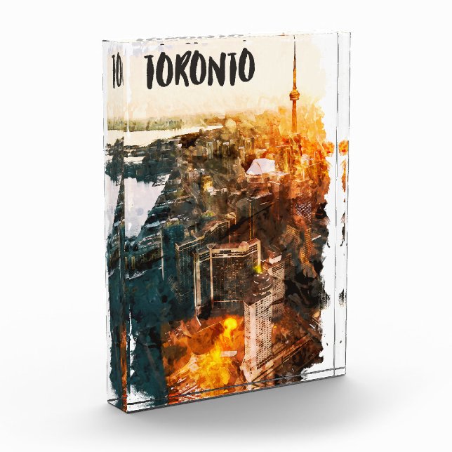 Bloc Photo Toronto Canada Sunset Skyline Silhouette (Gauche)