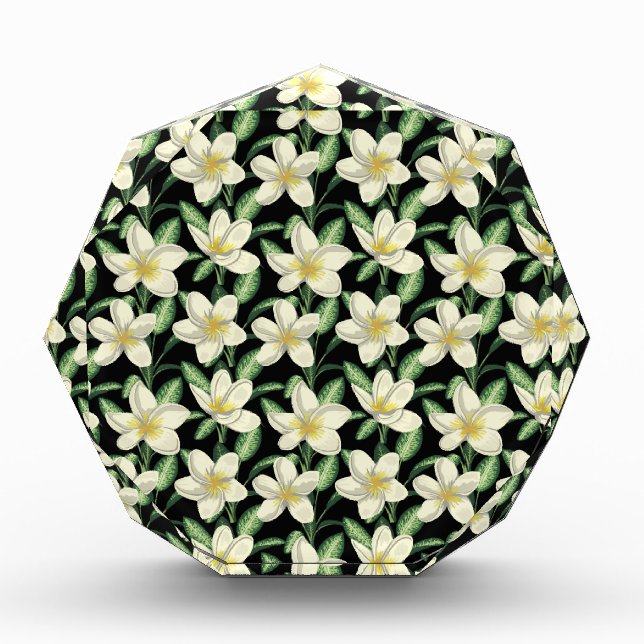 Bloc Photo Tropical continu motif fleurs blanches feuille ver (Devant)
