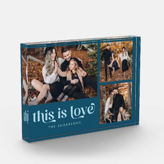 Bloc Photo Turquoise Blue Retro This is Love Collage (Gauche)