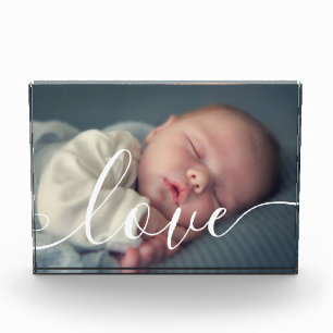 Bloc Photo Typographie d'amour de script blanc bébé moderne