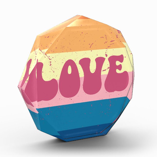 Bloc Photo Typographie D'Amour Rétro Sur Les Rayures De Couch (Gauche)