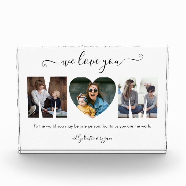 Bloc Photo Typographie moderne MOM 3 Photo Collage Cadeau Pou (Devant)