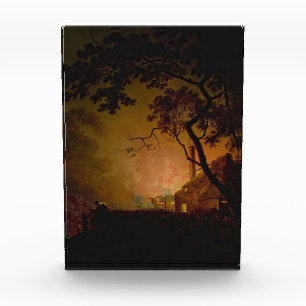 Bloc Photo Un chalet en feu la nuit Joseph Wright de Derby