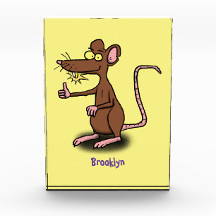 Bloc Photo Un rat brun mignon pouce vers le haut dessin animé