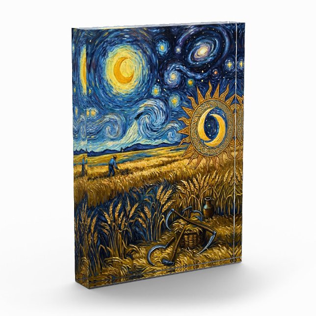 Bloc Photo Van Gogh Style Starry Harvest Acrylic Fine Art  (Gauche)