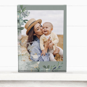 Bloc Photo Vert aquarelle Papillon maman Photo