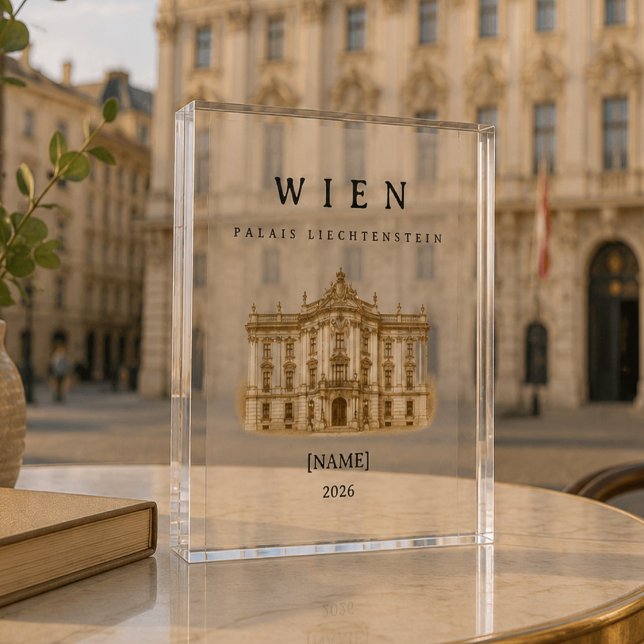 Bloc Photo Vienne Palais Liechtenstein | Nom & Année (Wien Palais Liechtenstein Fotoblock – personalisierbar im eleganten Vintage-Stil.)