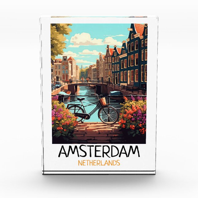 Bloc Photo Vintage Amsterdam Netherlands Painting (Devant)