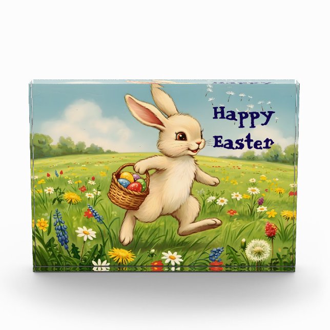Bloc Photo Vintage Spring Meadow Easter Bunny  (Devant)