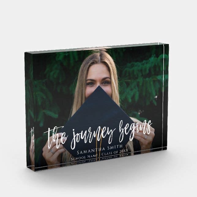 Bloc Photo Voyage commence Moderne Calligraphie Graduation (Gauche)