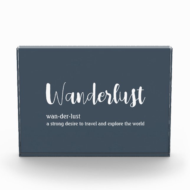 Bloc Photo Wanderlust définition blanc gris bleu couleur (Devant)