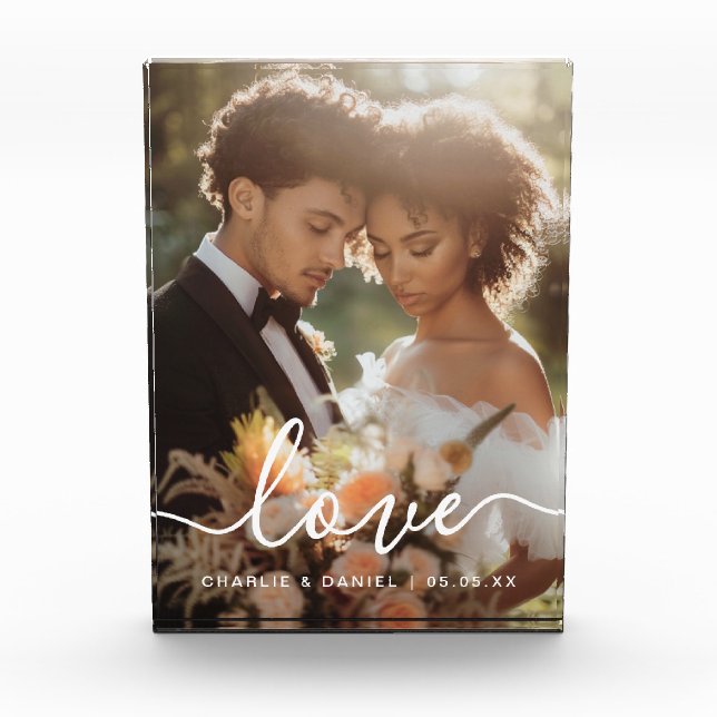 Bloc Photo Wedding engagement photo love names date display (Devant)