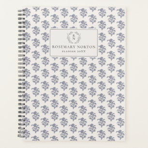 Blockprint inspiré bleu floral