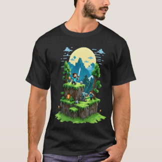 BlockQuest Adventures - Pixel Art Gamer T-Shirt