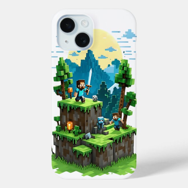 BlockQuest Adventures - Pixel Art iPhone 15 coque (Verso)