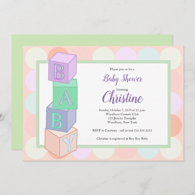 Blocs Baby shower Invitation (Devant / Derrière)