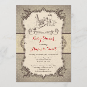 Blocs Baby shower Invitation Vintage Rétro