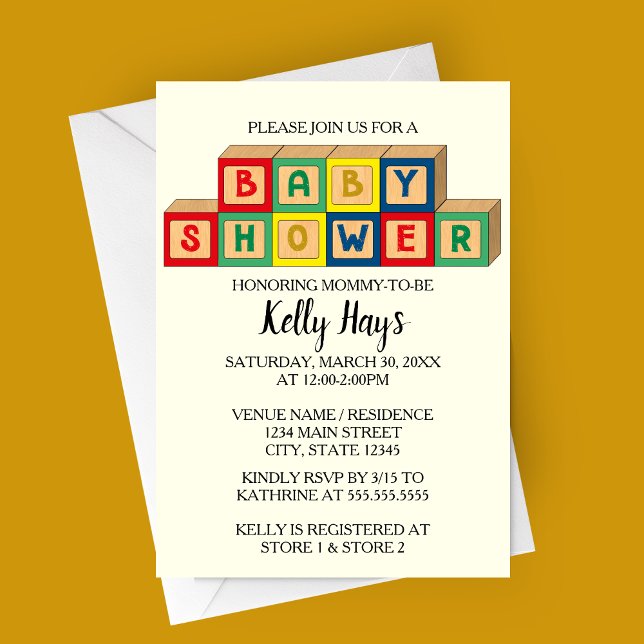 Blocs bébé Baby shower Invitation (Baby Blocks Baby Shower Invitation - gender neutral baby shower invitation )