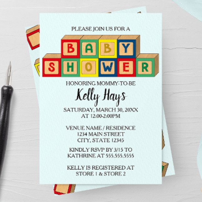 Blocs bébé Baby shower Invitation (Créateur téléchargé)