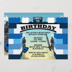 Blocs Bleus Castle Invitations d'anniversaire
