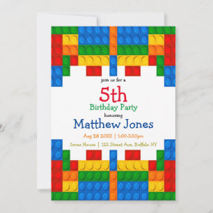Blocs colorés Boy Birthday Party Invitation
