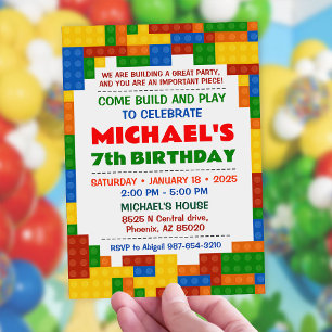 Blocs Colorés Invitation fête d'anniversaire
