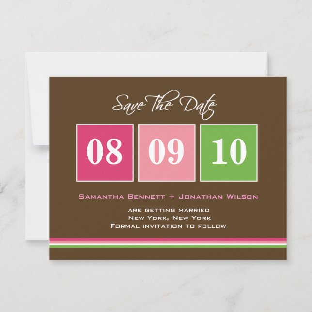 Blocs Date Enregistrer La Carte Date - Fuchsia Gre (Devant)