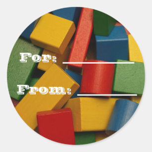 Blocs de jouets étiquettes cadeaux