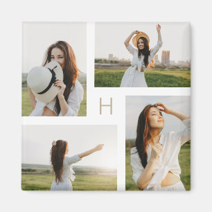 Blocs de monogramme aimant photo couleur modifiabl