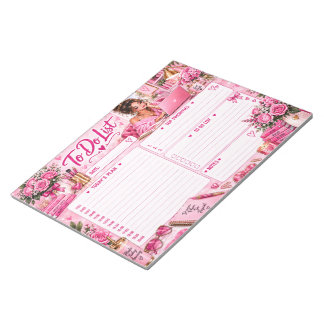 Blocs-notes de liste de choses à faire rose