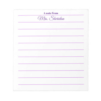 Blocs-notes de professeur papier ligné violet Un m