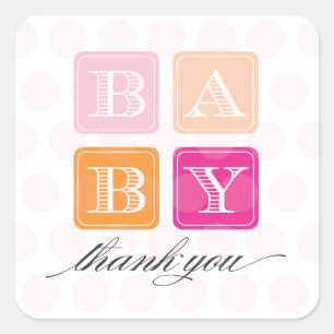 Blocs rose et orange Baby shower Favoriser Sticker