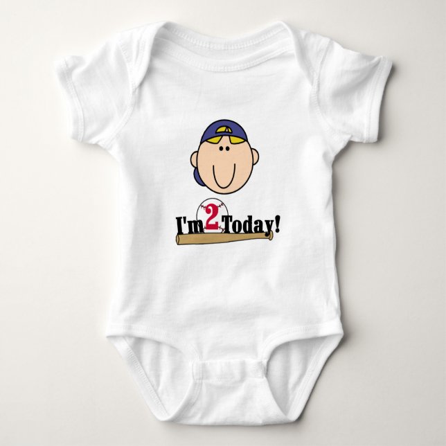 Blond Boy Baseball 2nd Birthday Tshirts (Devant)