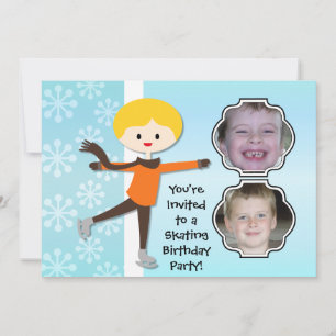 Blond Boy Birthday Skating Party Invitation