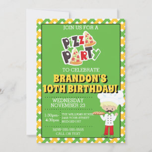 Blond Boy Pizza Party Anniversaire Invitation