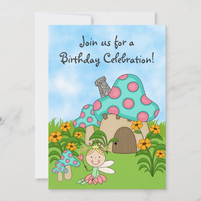 Blond Fairy Princess et Garden Invitation d'annive (Devant)