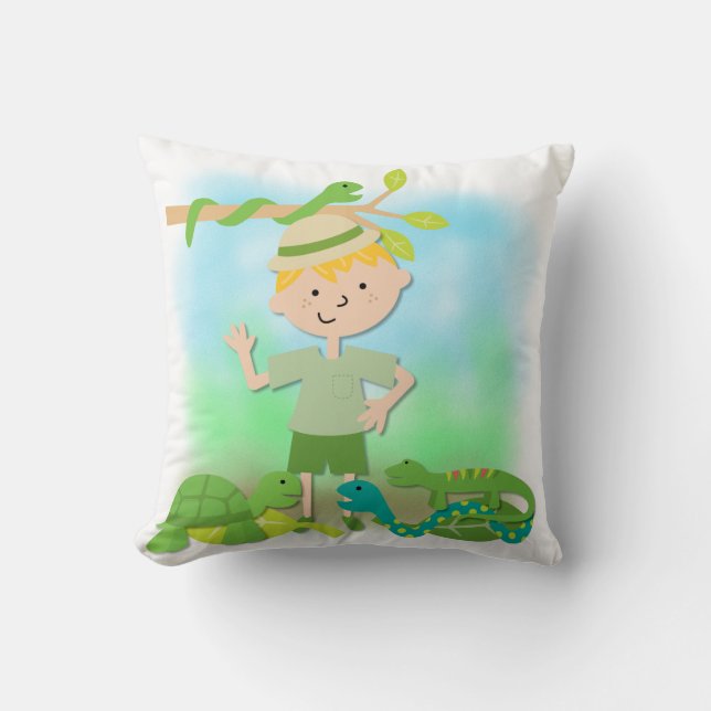 Blond Hair Boy sur Safari Coussin (Recto)