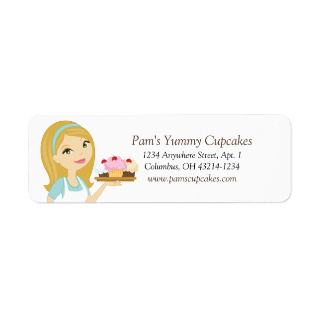Blonde/Aqua Cupcake Baker Retourner les étiquettes (Devant)